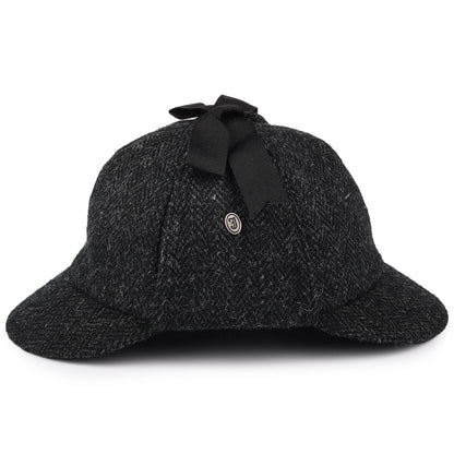 Chapeau Sherlock Holmes en HARRIS TWEED noir-anthracite JAXON & JAMES