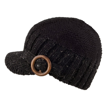 Casquette Militaire Tricot avec Boucle en Bois noir SCALA