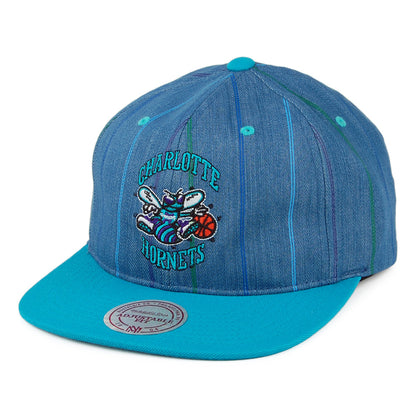 Casquette Snapback Denim Pinstripe Charlotte Hornets bleu sarcelle MITCHELL & NESS
