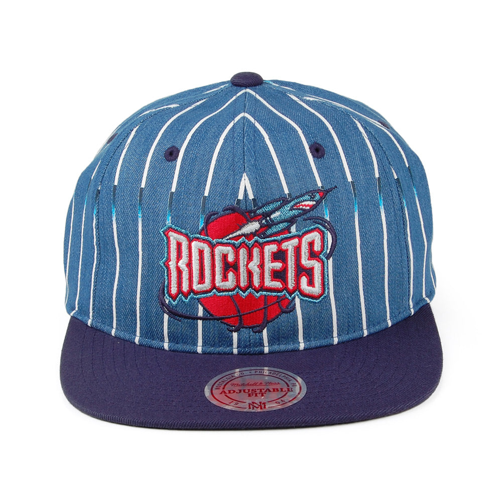 Casquette Snapback Denim Pinstripe Houston Rockets bleu marine MITCHELL & NESS