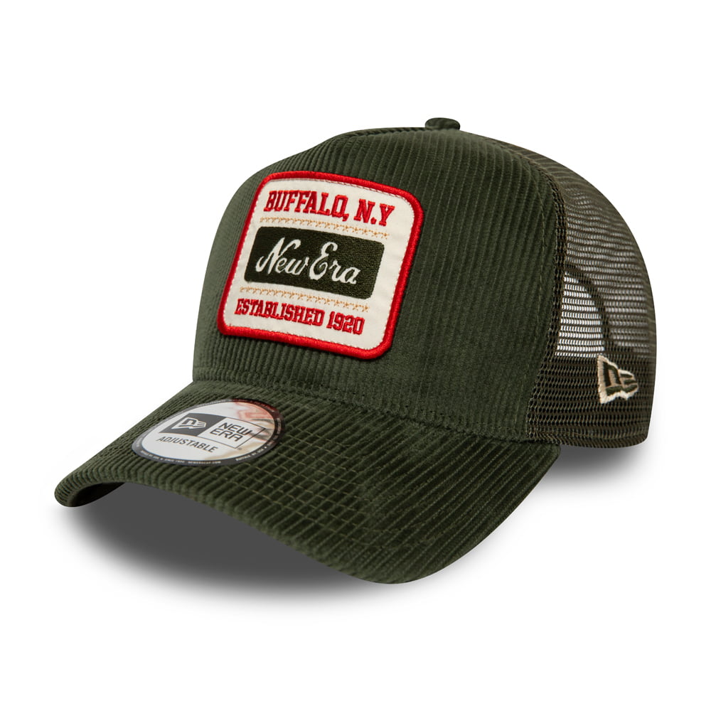 Casquette Trucker en Velours Côtelé Fabric Patch olive NEW ERA