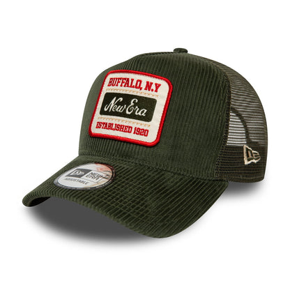Casquette Trucker en Velours Côtelé Fabric Patch olive NEW ERA
