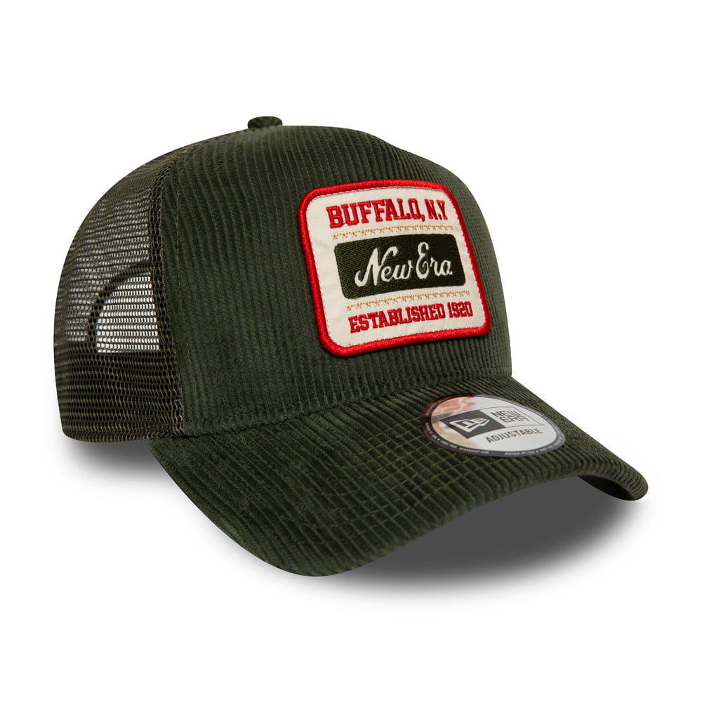 Casquette Trucker en Velours Côtelé Fabric Patch olive NEW ERA