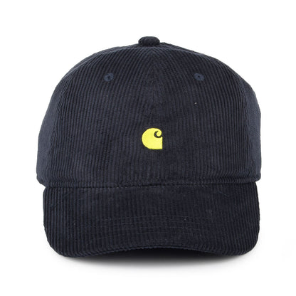 Casquette en Velours Côtelé Harlem bleu marine foncé-jaune CARHARTT WIP