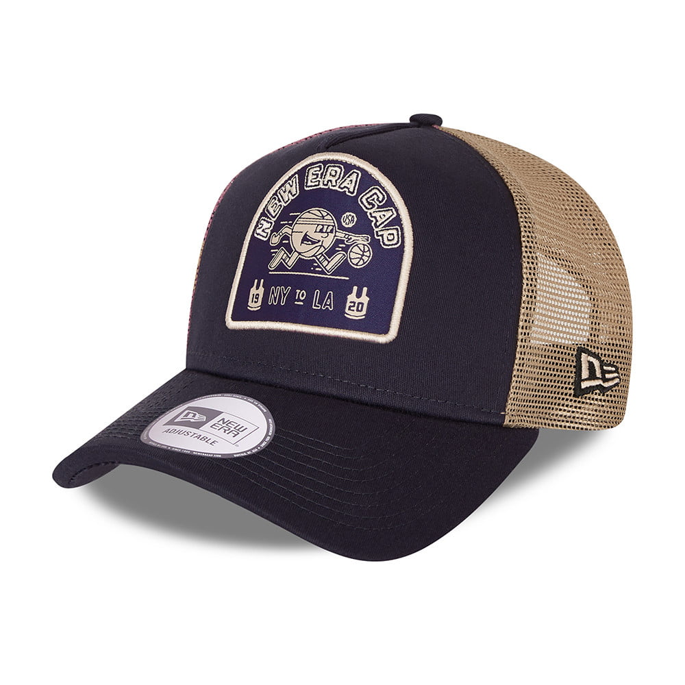 Casquette Trucker A-Frame Sports Patch bleu marine-pierre NEW ERA