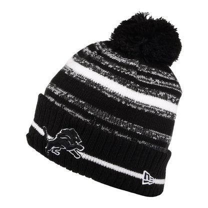Bonnet à Pompon NFL Sport Knit Detroit Lions noir-blanc NEW ERA