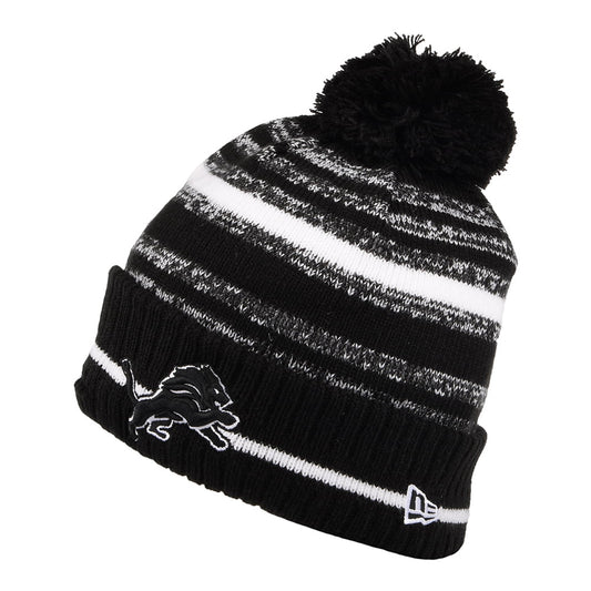 Bonnet à Pompon NFL Sport Knit Detroit Lions noir-blanc NEW ERA