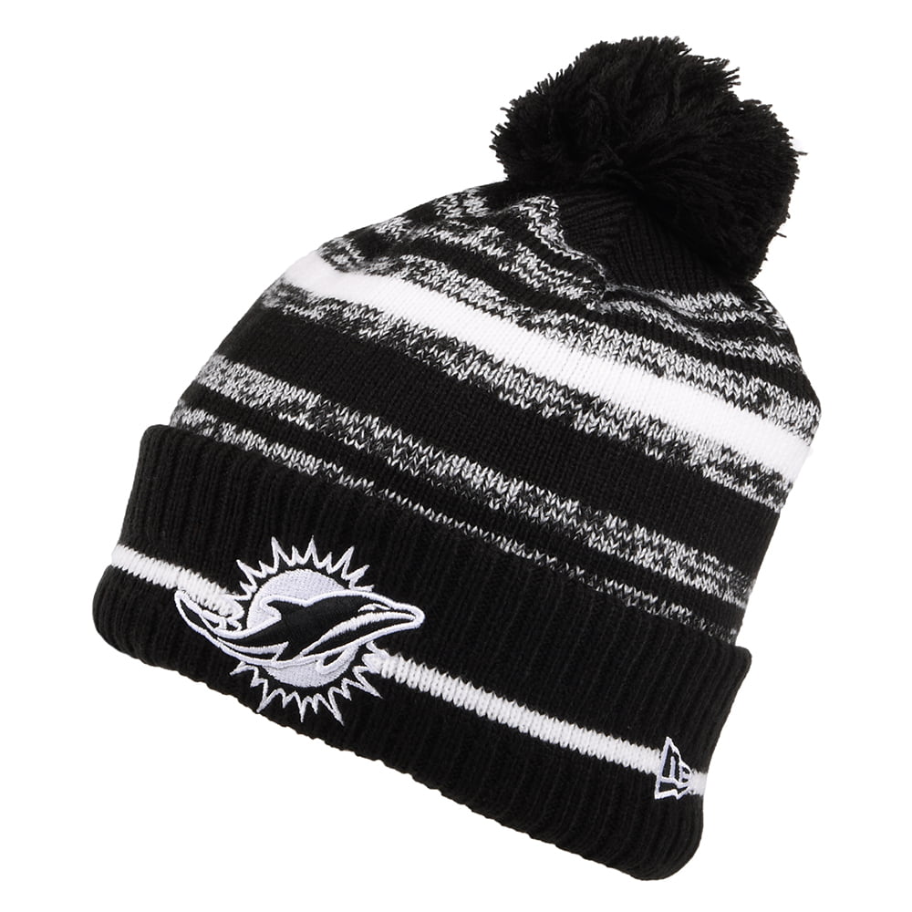 Bonnet à Pompon NFL Sport Knit Miami Dolphins noir-blanc NEW ERA