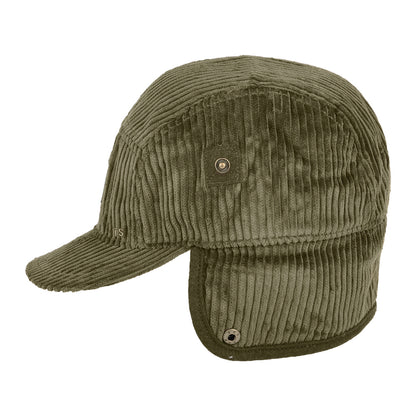 Casquette 5 Panel en Velours Côtelé Avec Protège-Oreilles Rayner vert militaire BARTS