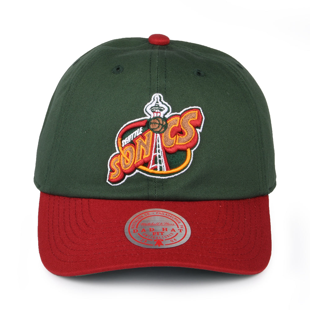 Casquette Strapback NBA 2 Tone HWC Seattle Supersonics vert-rouge MITCHELL & NESS