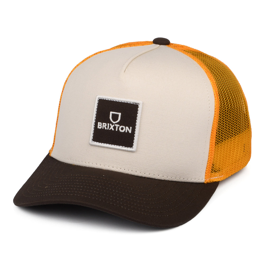 Casquette Trucker Alpha Block NetPlus MP blanc cassé-orange-marron BRIXTON