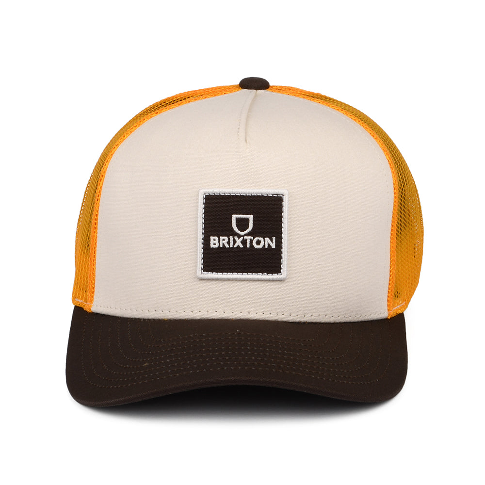 Casquette Trucker Alpha Block NetPlus MP blanc cassé-orange-marron BRIXTON