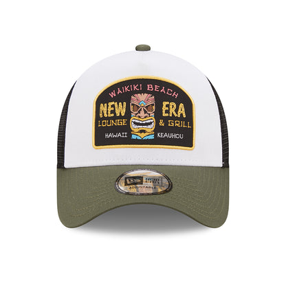 Casquette Trucker Location Icon A-Frame Waikiki Beach olive-blanc NEW ERA