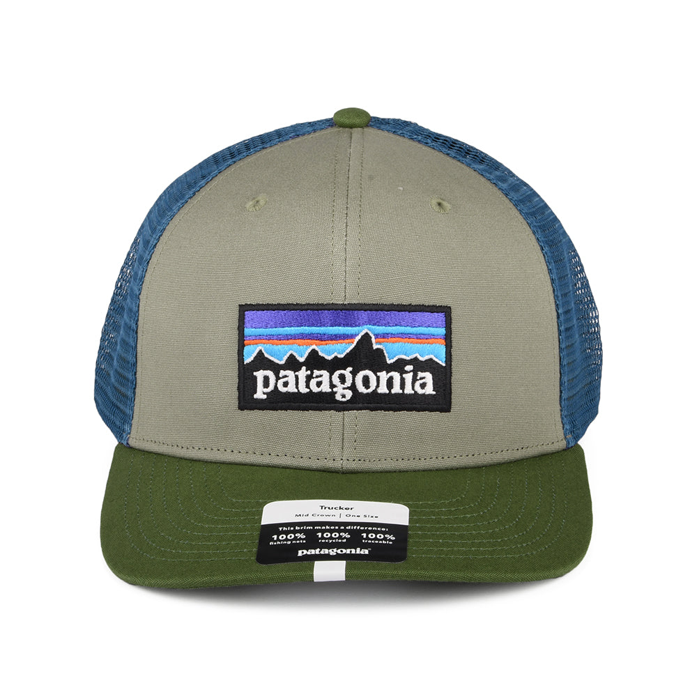 Casquette Trucker en Coton Bio P-6 Logo khaki-olive-bleu PATAGONIA