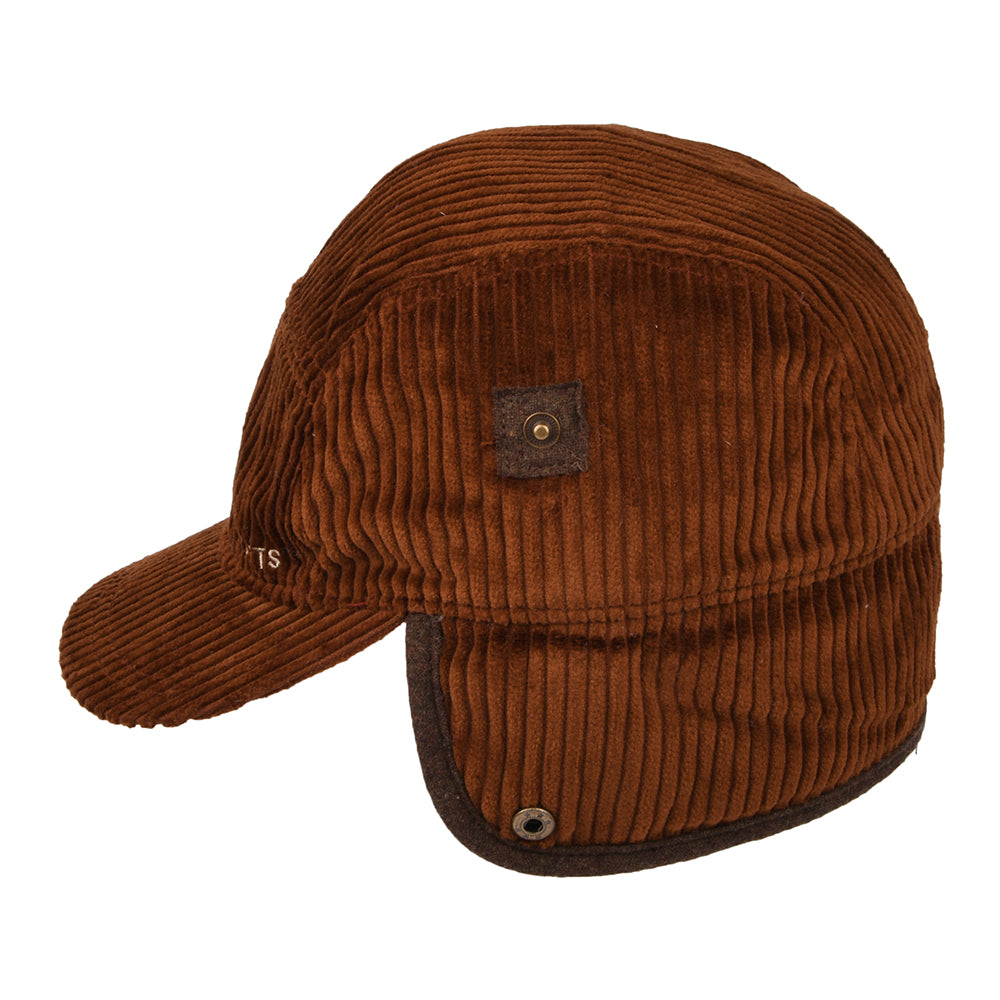 Casquette 5 Panel en Velours Côtelé Avec Protège-Oreilles Rayner rouille BARTS