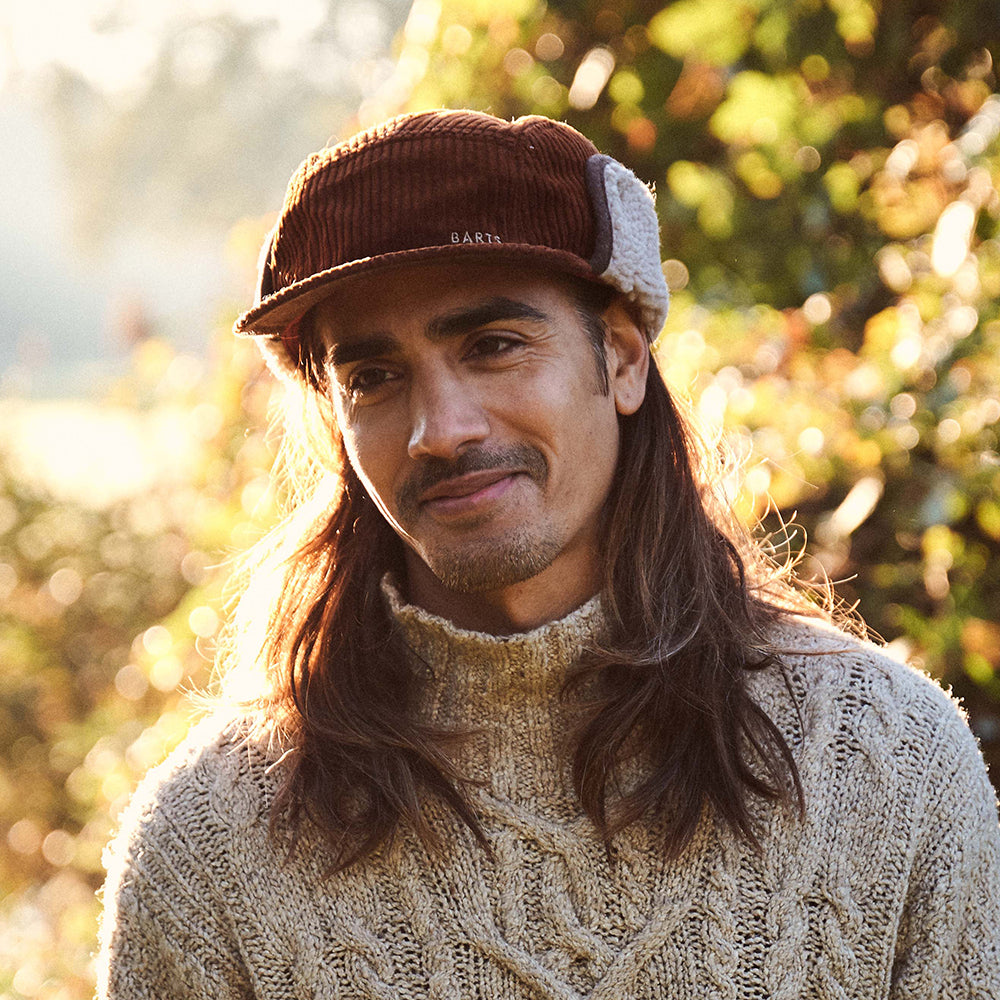 Casquette 5 Panel en Velours Côtelé Avec Protège-Oreilles Rayner rouille BARTS