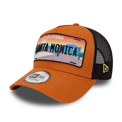 Casquette Trucker A-Frame 9FORTY License Plate Santa Monica toffee-noir NEW ERA