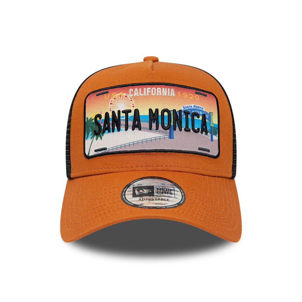 Casquette Trucker A-Frame 9FORTY License Plate Santa Monica toffee-noir NEW ERA