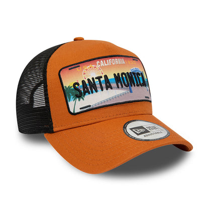 Casquette Trucker A-Frame 9FORTY License Plate Santa Monica toffee-noir NEW ERA
