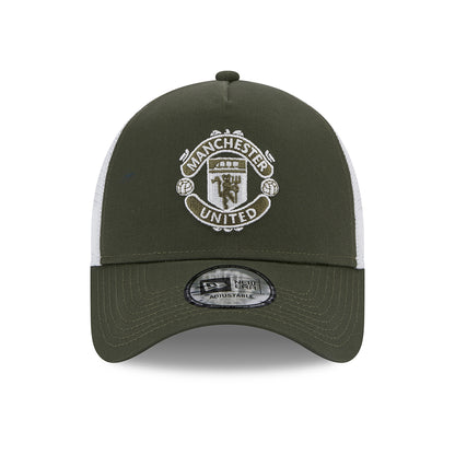 Casquette Trucker A-Frame Seasonal Manchester United FC olive-blanc NEW ERA