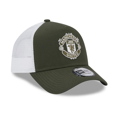 Casquette Trucker A-Frame Seasonal Manchester United FC olive-blanc NEW ERA