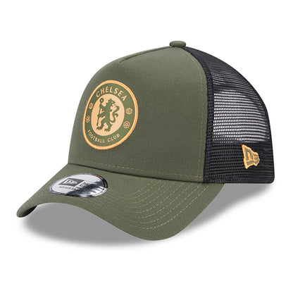 Casquette Trucker A-Frame Seasonal Lion Crest Chelsea FC olive-noir NEW ERA