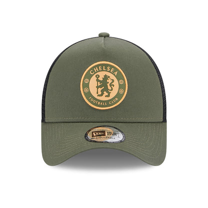 Casquette Trucker A-Frame Seasonal Lion Crest Chelsea FC olive-noir NEW ERA