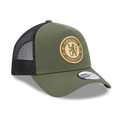 Casquette Trucker A-Frame Seasonal Lion Crest Chelsea FC olive-noir NEW ERA