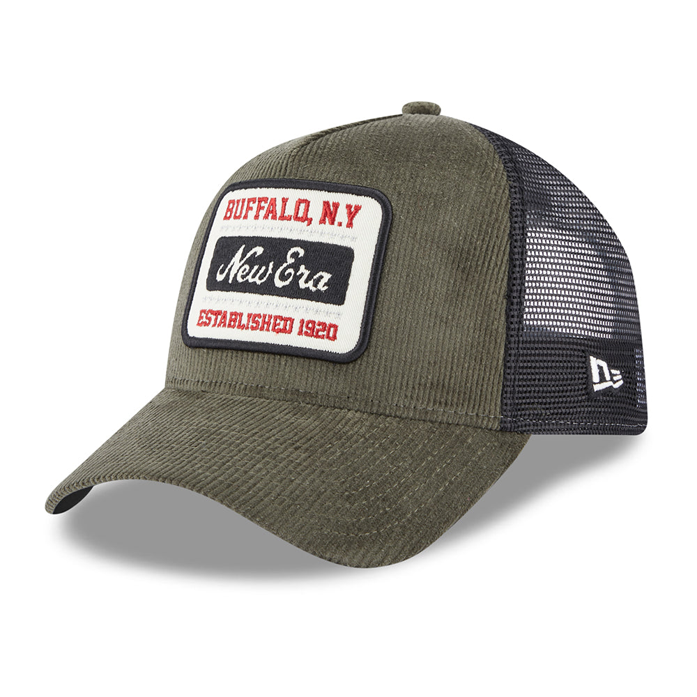 Casquette Trucker A-Frame en Velours Côtelé olive-noir NEW ERA