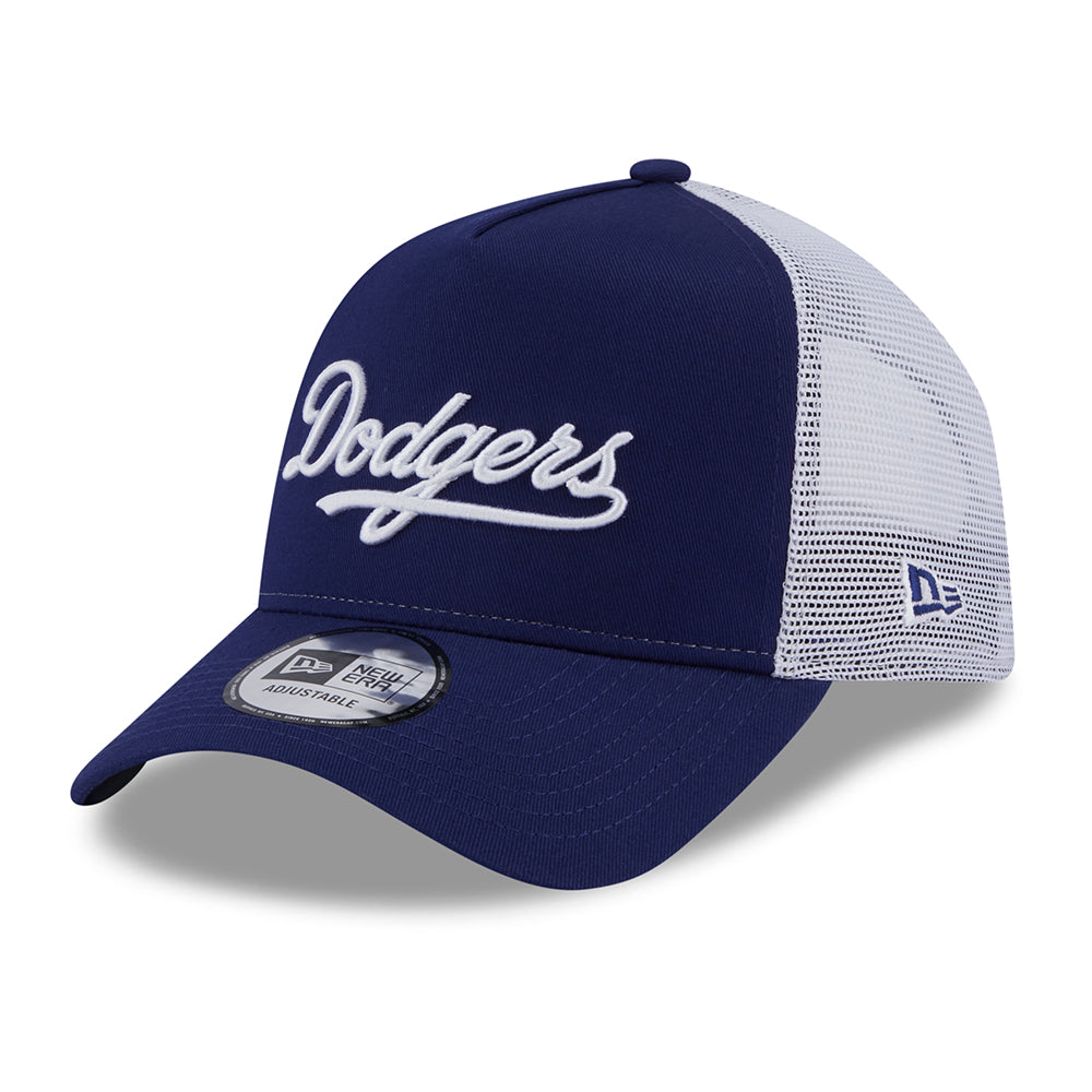 Casquette Trucker A-Frame MLB Team Script L.A. Dodgers bleu foncé-blanc NEW ERA