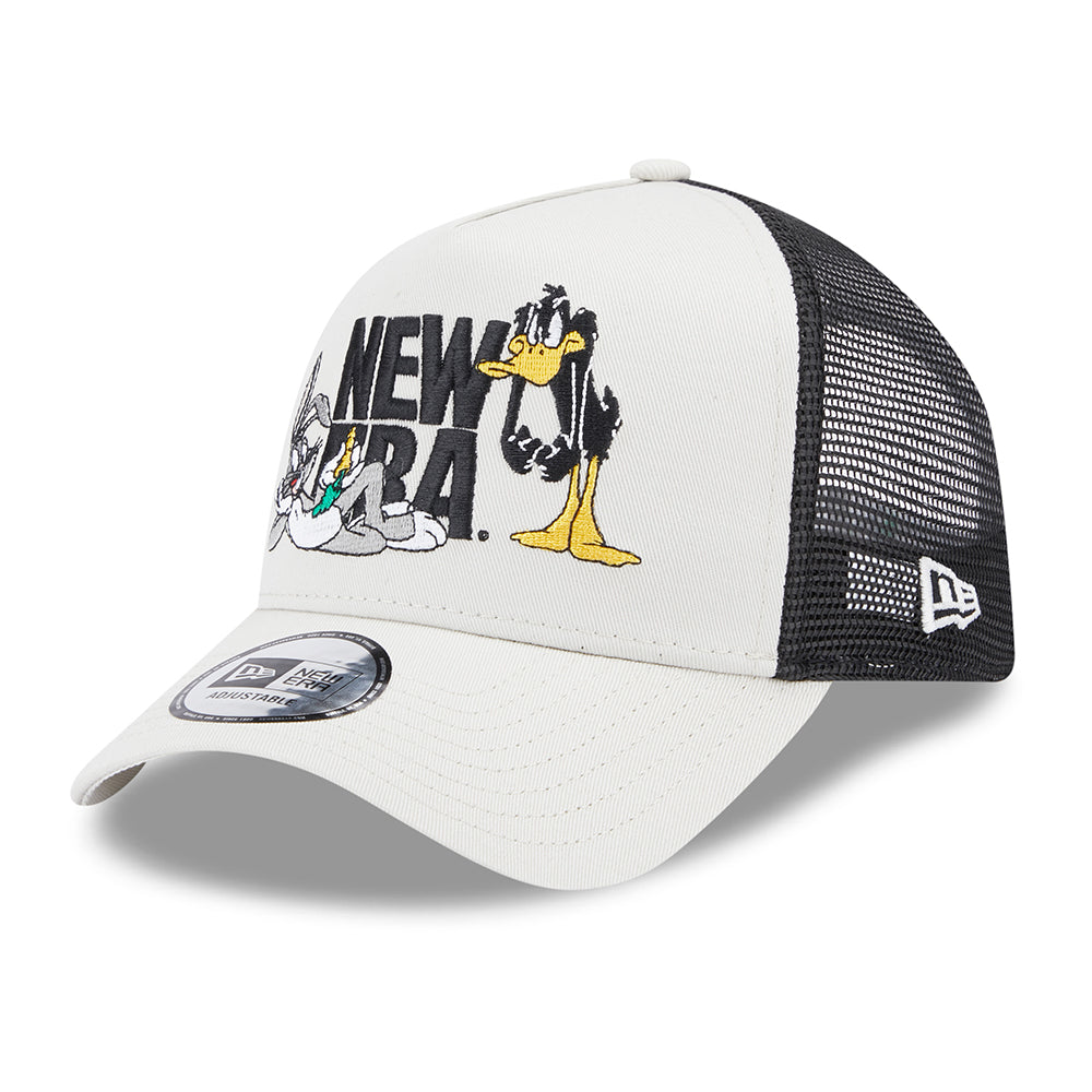 Casquette Trucker A-Frame Looney Tunes Bugs Bunny et Daffy Duck beige-noir NEW ERA