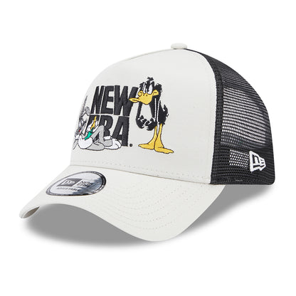 Casquette Trucker A-Frame Looney Tunes Bugs Bunny et Daffy Duck beige-noir NEW ERA