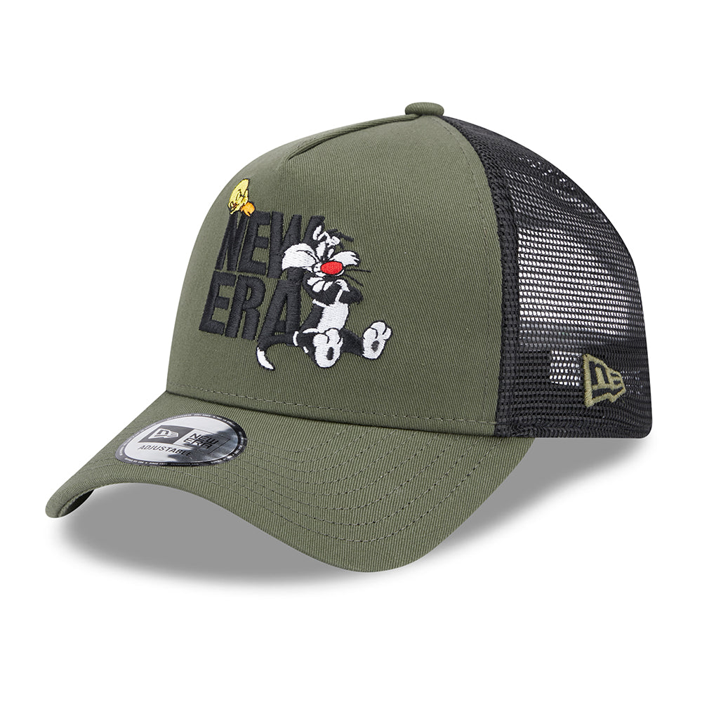 Casquette Trucker A-Frame Looney Tunes Sylvestre et Titi olive-noir NEW ERA