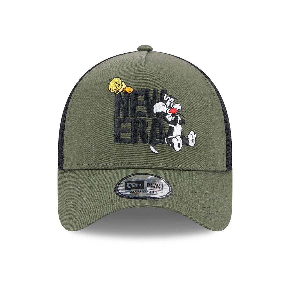 Casquette Trucker A-Frame Looney Tunes Sylvestre et Titi olive-noir NEW ERA
