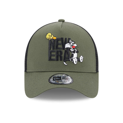 Casquette Trucker A-Frame Looney Tunes Sylvestre et Titi olive-noir NEW ERA