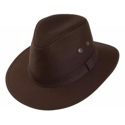 Chapeau Fedora en Coton Ciré Britannique Hydrofuge Drifter marron FAILSWORTH