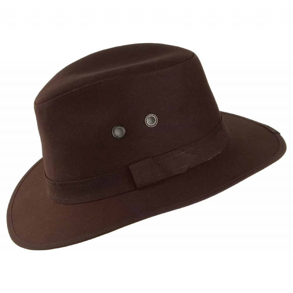 Chapeau Fedora en Coton Ciré Britannique Hydrofuge Drifter marron FAILSWORTH