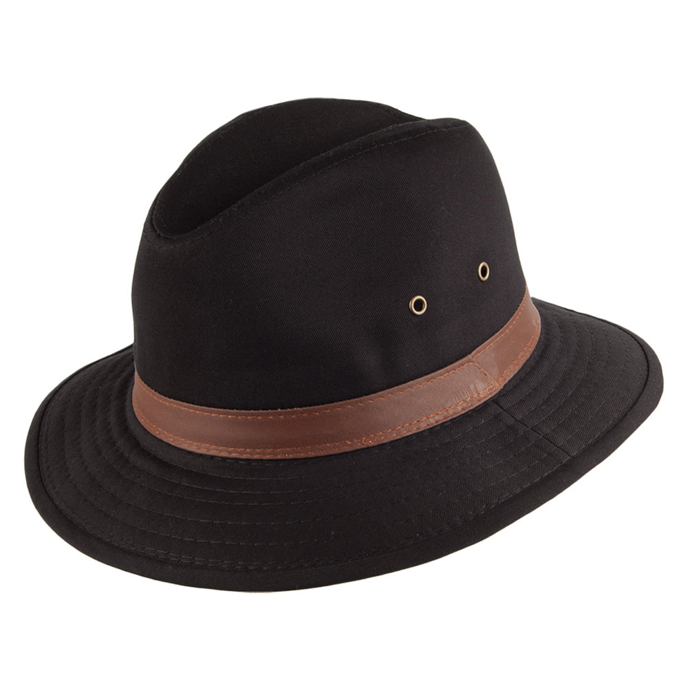 Chapeau Safari en Coton Hydrofuge noir DORFMAN PACIFIC