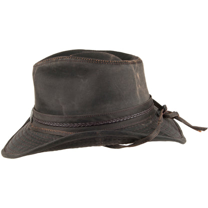 Chapeau Australien en Coton à Effet Usé avec Insigne marron DORFMAN PACIFIC