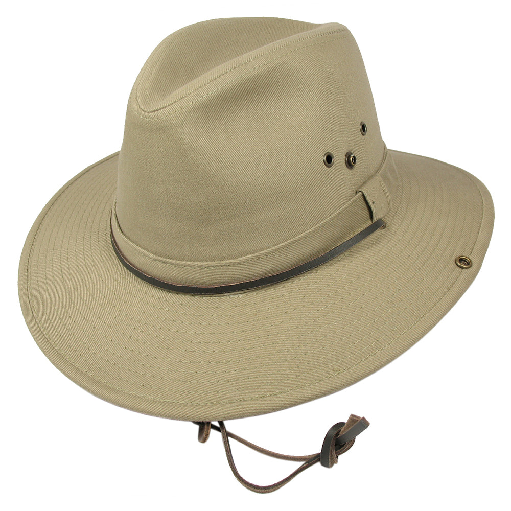 Chapeau Australien en Coton avec Jugulaire khaki DORFMAN PACIFIC