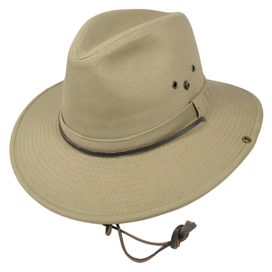 Chapeau Australien en Coton avec Jugulaire khaki DORFMAN PACIFIC