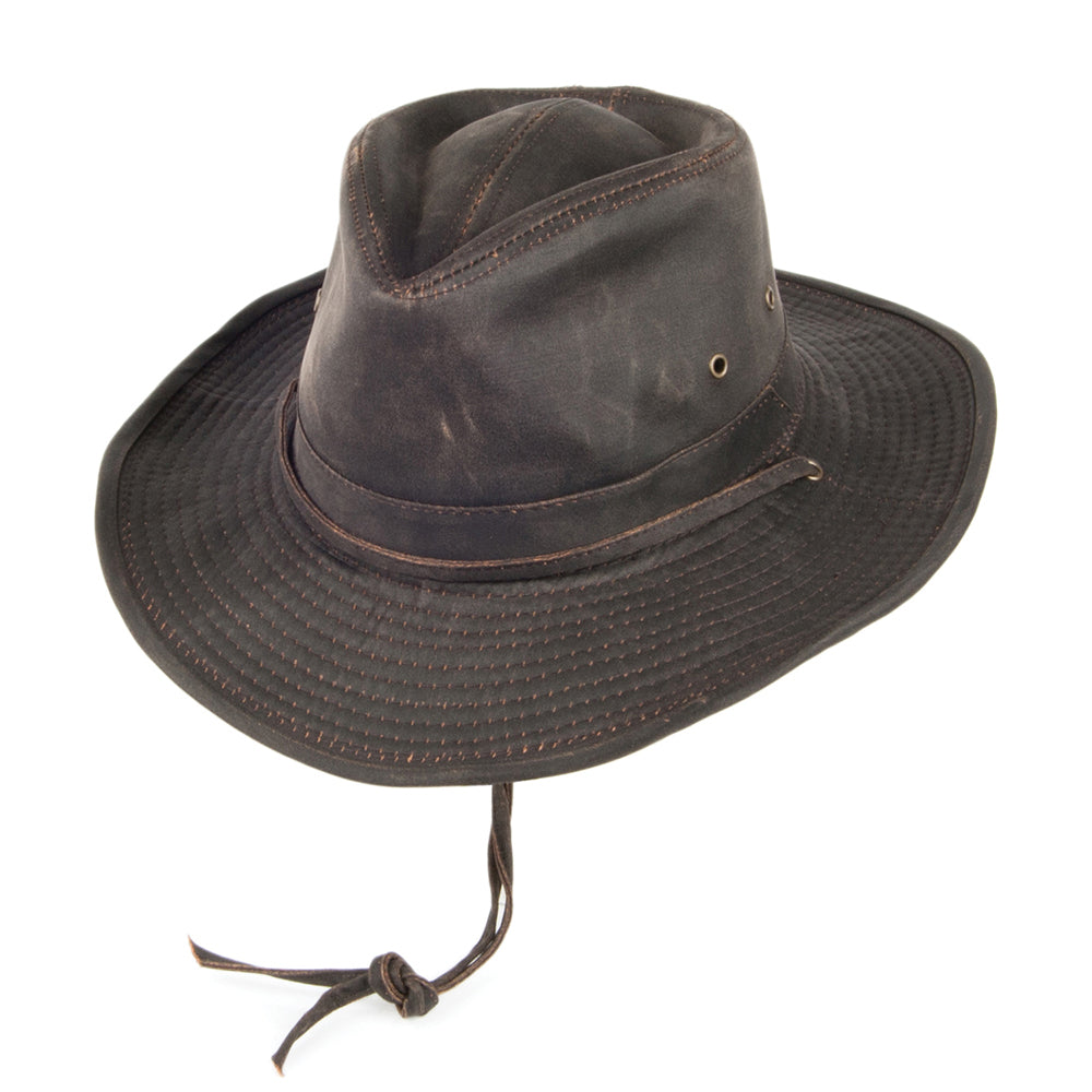 Chapeau Australien en Coton à Effet Usé marron DORFMAN PACIFIC