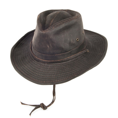 Chapeau Australien en Coton à Effet Usé marron DORFMAN PACIFIC
