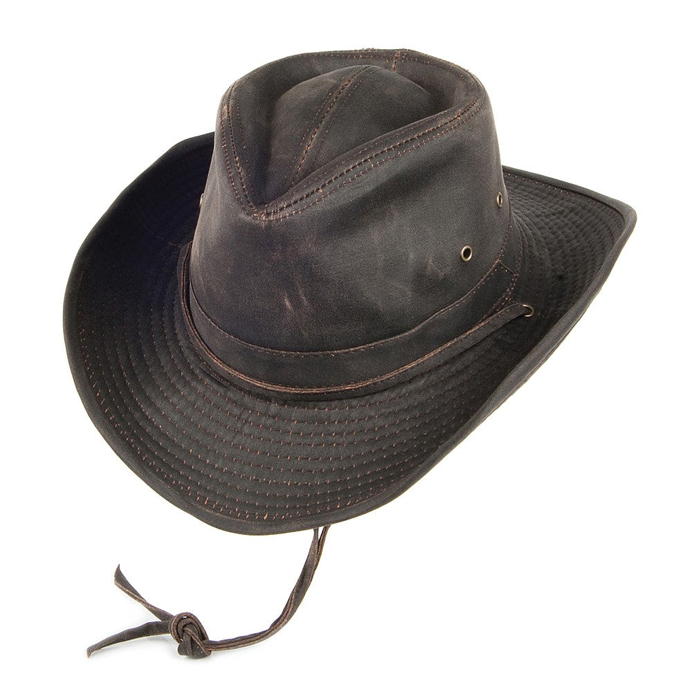 Chapeau Australien en Coton à Effet Usé marron DORFMAN PACIFIC