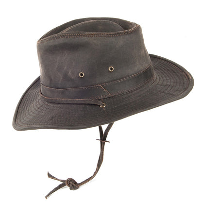 Chapeau Australien en Coton à Effet Usé marron DORFMAN PACIFIC
