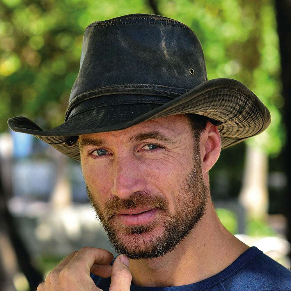 Chapeau Australien en Coton à Effet Usé marron DORFMAN PACIFIC
