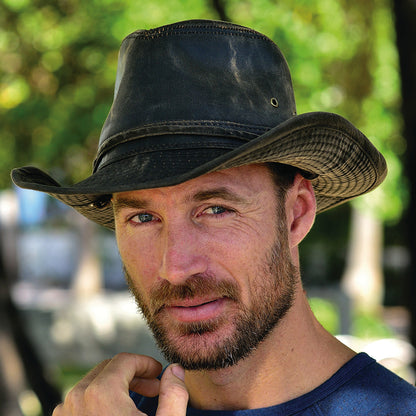 Chapeau Australien en Coton à Effet Usé marron DORFMAN PACIFIC
