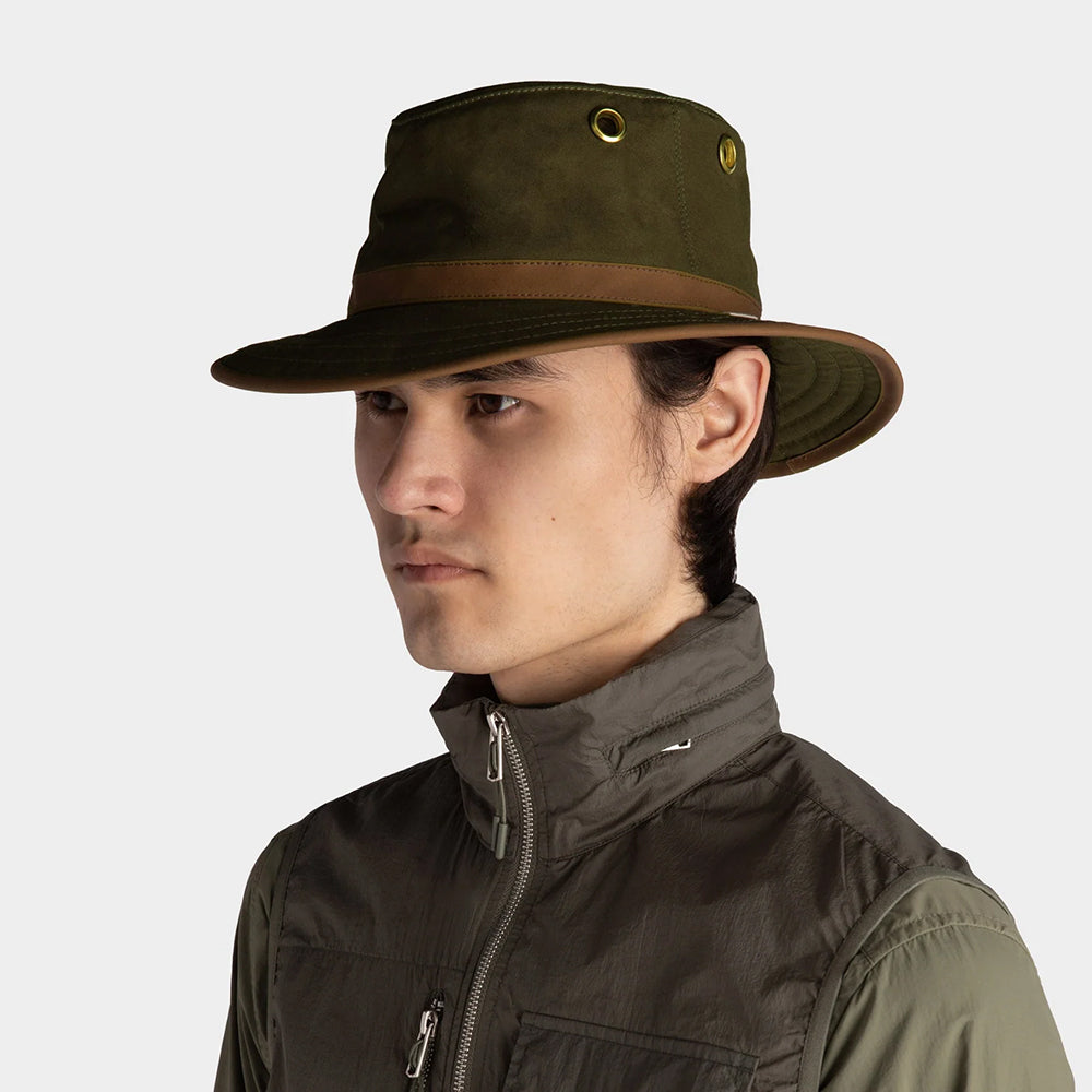 Chapeau Australien en Coton Ciré TWC7 olive TILLEY