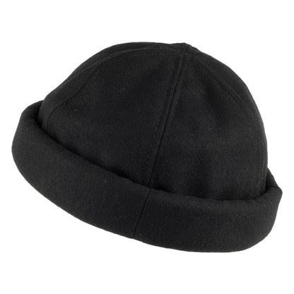 Bonnet Miki Breton en Laine Melton noir DORFMAN PACIFIC