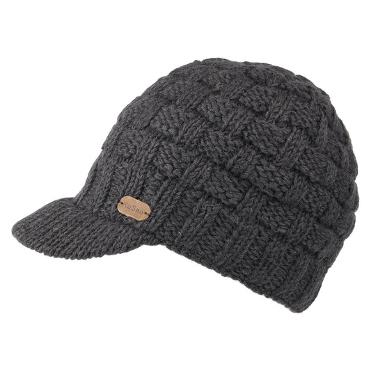 Bonnet à Visière Maille Nattée anthracite KUSAN